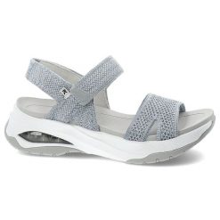 Niebieskie Sandały Rieker Sportowe Obuwie Damskie. Niebieskie buty sportowe na co dzień damskie Rieker, bez wzorów, z tkaniny, bez obcasa. Za 359.00 zł.