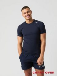 Bjorn_borg BORG ATHLETIC T-SHIRT z recyklingowanego poliestru. Niebieskie t-shirty męskie Björn Borg, m, bez wzorów, z materiału, bez kołnierzyka. Za 226.00 zł.