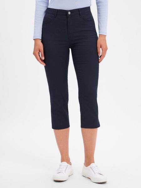 BRAX spodnie capri - Mary C Kobiety niebieski, 36. Niebieskie spodnie materiałowe damskie Brax, z aplikacjami, z bawełny, eleganckie. Za 379.95 zł.