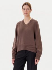 Tommy Hilfiger Sweter WW0WW45700 Brązowy Regular Fit. Brązowe swetry klasyczne damskie Tommy Hilfiger, s, z bawełny, bez kołnierzyka. Za 459.99 zł.