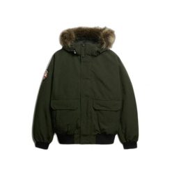 Kurtka puchowa Superdry Bomber à fourrure synthétique Everest. Zielone kurtki męskie Superdry., l, z aplikacjami, z puchu, bez kaptura. Za 660.90 zł.