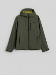 4F Kurtka softshell wiatroodporna membrana 8000 męska - khaki S. Brązowe kurtki męskie 4f, m, bez wzorów, z materiału, bez kaptura. Za 399.99 zł.