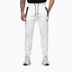 Spodnie męskie Pitbull Dogwood Track. Białe spodnie materiałowe męskie PITBULL, bez wzorów, z bawełny, eleganckie. Za 239.99 zł.