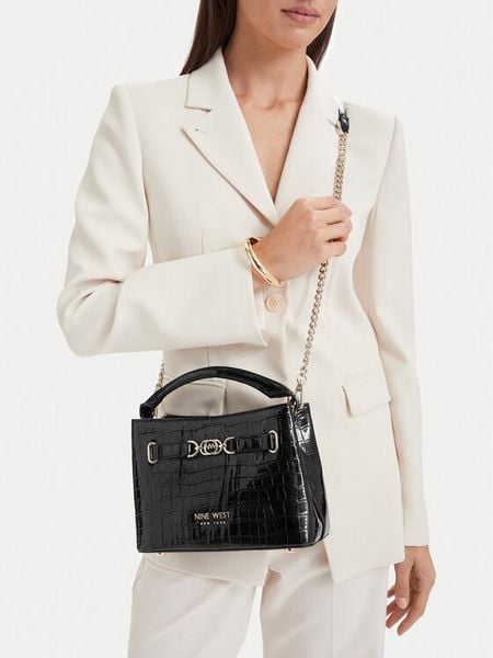 Nine West Torebka EO-CITY GRACE-LDA9420 CROCO Czarny. Czarne torebki klasyczne damskie Nine West, bez wzorów, bez dodatków. Za 249.99 zł.