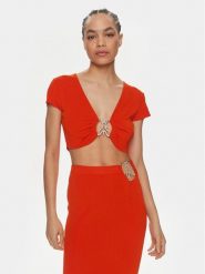 Patrizia Pepe Bluzka 2K0261/K021-R825 Pomarańczowy Slim Fit. Brązowe bluzki damskie Patrizia Pepe, bez wzorów, z wiskozy, bez ramiączek. Za 1,289.00 zł.