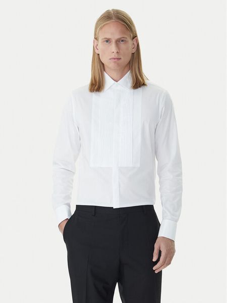 Calvin Klein Koszula LV019EU063 Biały Slim Fit. Białe koszule męskie CALVIN KLEIN, m, bez wzorów, z bawełny, bez kołnierzyka, bez ramiączek. Za 389.99 zł.