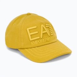 Czapka z daszkiem EA7 Emporio Armani Train Logo Series Embroidered. Żółte czapki męskie EA7 Emporio Armani, bez wzorów, z bawełny, eleganckie. Za 229.99 zł.