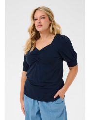 KAFFE curve Koszulka w kolorze granatowym rozmiar: XL. Niebieskie bluzki damskie KAFFE curve, xl, bez wzorów, bez kołnierzyka, bez ramiączek. Za 86.99 zł.