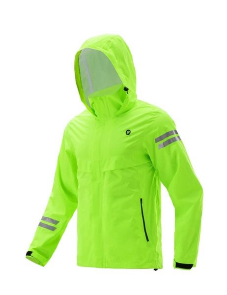 Kurtka przeciwdeszczowa na rower w kolorze fluorescencyjnej zieleni ROCKBROS. Zielone kurtki męskie ROCKBROS, m, bez wzorów, z materiału, biznesowe, bez kaptura. Za 355.44 zł.