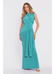Made of emotion Sukienka w kolorze turkusowym rozmiar: L. Niebieskie sukienki damskie Made Of Emotion, l, bez wzorów, bez kołnierzyka, bez ramiączek, maxi, kopertowe. Za 254.99 zł.