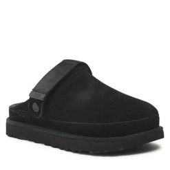 Klapki Ugg. Czarne klapki damskie Ugg, bez wzorów, bez obcasa. Za 589.99 zł.