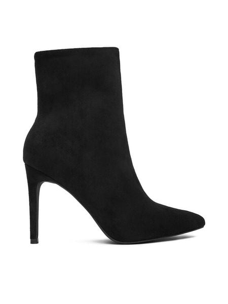 DeeZee Botki HXXS22051 Czarny. Czarne botki damskie DeeZee, z materiału, bez obcasa, na szpilce, bez zapięcia. Za 129.99 zł.