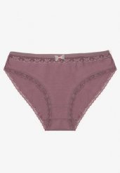 Fioletowe Bawełniane Majtki Typu Figi z Koronką i Kokardą Zeteria. Fioletowe figi damskie Born2be, l, bez wzorów, z bawełny. Za 9.99 zł.