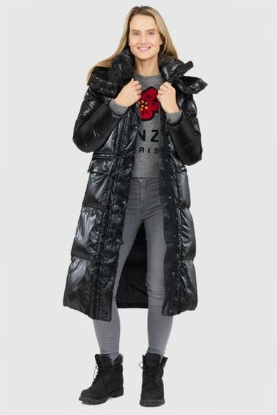 BLAUER Czarny puchowy płaszcz damski naomi z odpinanym kapturem, Rozmiar L. Czarne płaszcze damskie Blauer USA, l, bez wzorów, z puchu. W wyprzedaży za 2,337.99 zł.