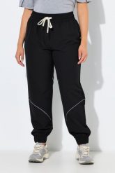 Damskie Funkcyjne spodnie treningowe hydrofobowe z elementami odblaskowymi. Czarne spodnie materiałowe damskie Ulla Popken, bez wzorów, z materiału, plus size. Za 279.99 zł.