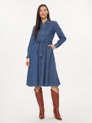 United Colors Of Benetton Sukienka jeansowa 4RZKDV07A Niebieski Regular Fit. Niebieskie sukienki damskie United Colors Of Benetton, xs, bez wzorów, z bawełny, bez kołnierzyka, bez ramiączek. Za 359.99 zł.