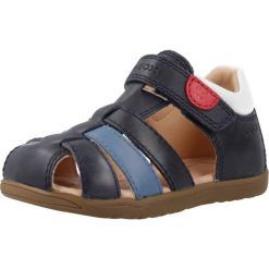 Sandały Geox Model B S.macchia B. Niebieskie sandały damskie Geox, bez wzorów, ze skóry, bez obcasa. Za 209.99 zł.