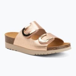 Klapki damskie Scholl Montery 2 Straps Ad Med. Czerwone klapki damskie Scholl, bez wzorów, z materiału, bez obcasa. Za 349.99 zł.