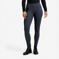 Legginsy jeździeckie damskie ciepłe z silikonowym lejem szare. Szare legginsy damskie FOUGANZA, m, bez wzorów, z materiału. Za 179.99 zł.