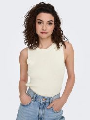 ONLY Top dzianinowy w kolorze kremowo-czarnym rozmiar: XL. Brązowe topy damskie Only, xl, bez wzorów, z dzianiny, bez kołnierzyka. Za 43.99 zł.
