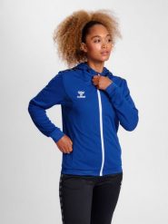 Damska bluza dresowa z kapturem Hummel Authentic Pl. Niebieskie bluzy sportowe damskie HUMMEL, xs, bez wzorów, z dresówki, bez ramiączek, z kapturem. Za 250.05 zł.