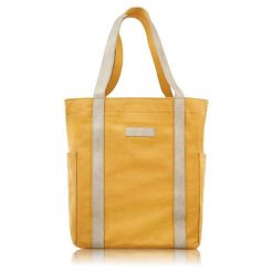 Shopperka materiałowa Paolo Peruzzi E-17-YL żółta. Żółte shopper bag damskie Paolo Peruzzi, bez wzorów, z bawełny, na ramię, bez dodatków. Za 119.99 zł.
