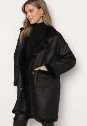Czarny Dwurzędowy Płaszcz z Futerkowymi Wstawkami i Wsuwanymi Kieszeniami Torcella. Czarne płaszcze damskie Born2be, bez wzorów, z jeansu, eleganckie. Za 229.99 zł.