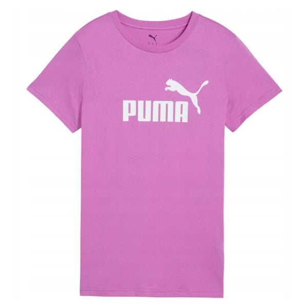 T-shirt Damski Logo ESS No.1. Fioletowe t-shirty damskie Puma, bez wzorów, bez kołnierzyka. Za 116.99 zł.