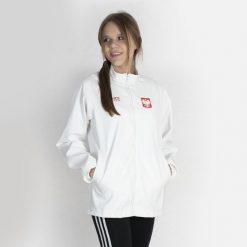 Kurtka reprezentacji przeciwdeszczowa dla dziewcząt model 713. Białe kurtki przeciwdeszczowe damskie Pros, xs, bez kaptura. Za 199.99 zł.