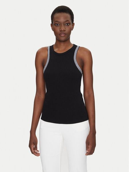 Fracomina Top FS25ST2009J401R9 Czarny Slim Fit. Czarne topy damskie Fracomina, m, bez wzorów, z bawełny, bez kołnierzyka. Za 179.99 zł.