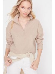 Trendyol Bluza w kolorze beżowym rozmiar: M. Brązowe bluzy bez kaptura damskie Trendyol, m, z bawełny. Za 43.88 zł.