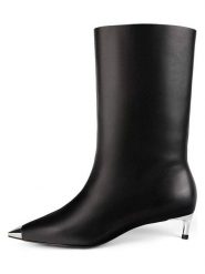 Loft37 Skórzane botki w kolorze czarnym rozmiar: 39. Czarne botki damskie loft37, eleganckie, bez obcasa, na szpilce, bez zapięcia. Za 752.99 zł.