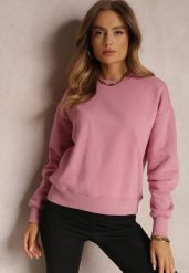 Ciemnoróżowa Bluza z Polarową Podszewką Heseh. Czerwone bluzy bez kaptura damskie Renee, l, z dzianiny. Za 49.99 zł.