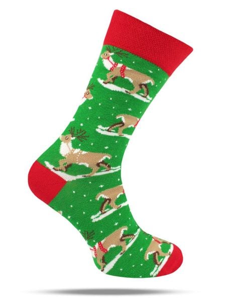 Skarpetki Bawełniane - Tematyczne - Zielone w Renifery. Zielone skarpetki męskie His Story, bez wzorów, z bawełny. Za 29.99 zł.