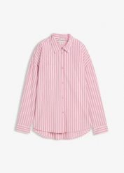 Koszula oversize z bawełnianej popeliny. Czerwone koszule damskie bonprix, bez wzorów, z bawełny, bez kołnierzyka, bez ramiączek. Za 119.99 zł.