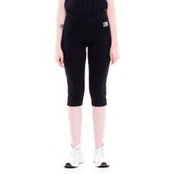 Podstawowe, krótkie legginsy damskie. Czarne legginsy damskie LEONE 1947 APPAREL, l, bez wzorów, z tkaniny. Za 77.89 zł.