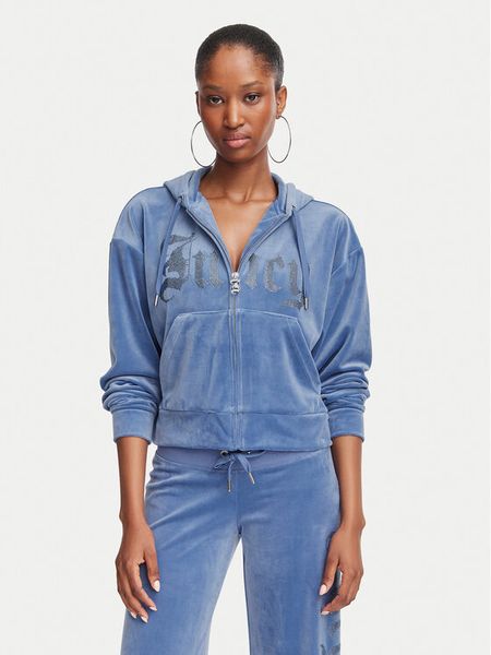Juicy Couture Bluza Old Gothic JCWAS226333 Niebieski Slim Fit. Niebieskie bluzy bez kaptura damskie Juicy Couture, xxs, z syntetyku. Za 407.99 zł.