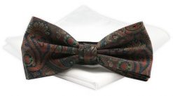 Mucha Męska z Białą Poszetką - Chattier - Lekka Czerwień, Zielone Akcenty. Białe krawaty i muchy męskie Chattier, bez wzorów, z poliesteru, eleganckie. Za 59.00 zł.
