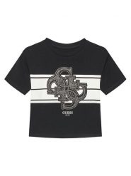 Guess T-Shirt J5YI09 K6YW4 Czarny Regular Fit. Czarne koszulki dziewczęce Guess, z aplikacjami, z bawełny, bez ramiączek. Za 79.99 zł.