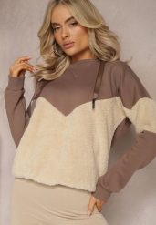 Brązowa Bawełniana Bluza z Kapturem ze Ściągaczami i Polarem Eurynia. Brązowe bluzy z kapturem damskie Renee, z bawełny. Za 84.99 zł.