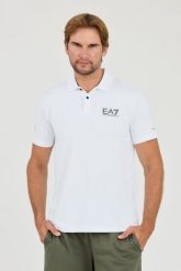 EA7 Biała koszulka polo Ventus 7. Białe koszulki polo męskie EA7 Emporio Armani, l, bez wzorów, bez ramiączek. W wyprzedaży za 296.99 zł.