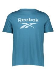 Reebok Koszulka w kolorze niebieskim rozmiar: S. Niebieskie bluzki damskie Reebok, s, bez wzorów, bez kołnierzyka, bez ramiączek. Za 61.31 zł.