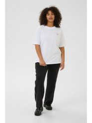 KAFFE curve Koszulka w kolorze białym rozmiar: L. Białe bluzki damskie KAFFE curve, l, bez wzorów, z bawełny, bez kołnierzyka. Za 56.99 zł.