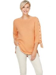 Heine Sweter w kolorze brzoskwiniowym rozmiar: 36. Pomarańczowe swetry klasyczne damskie Heine, z bawełny, bez kołnierzyka. Za 65.85 zł.