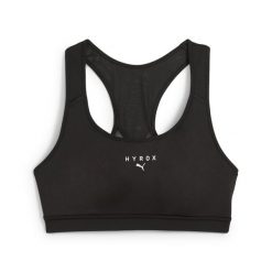 Damski stanik o średnim wsparciu PUMA × HYROX PUMA Black. Czarne biustonosze Puma, bez wzorów, z materiału. Za 215.00 zł.