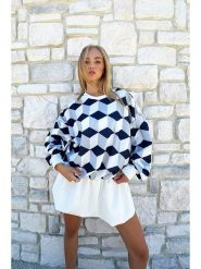 Trendyol Bluza w kolorze granatowo-szaro-białym rozmiar: S. Białe bluzy bez kaptura damskie Trendyol, s. Za 79.21 zł.