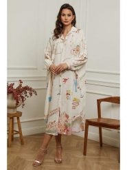 Plume Sukienka "Buvio" w kolorze kremowym rozmiar: M. Brązowe sukienki damskie Plume, m, bez wzorów, bez kołnierzyka, bez ramiączek, maxi. Za 254.74 zł.