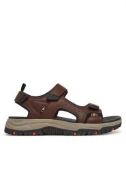 Skechers Sandały Prewitt-Rigdon 205139/BRBK Brązowy. Brązowe sandały męskie Skechers, ze skóry, bez zapięcia. Za 199.99 zł.