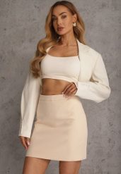 Beżowa Ołówkowa Spódnica VICES w Stylu Basic Fretima. Brązowe spódniczki damskie Renee, l, bez wzorów, z dzianiny, eleganckie, mini, dopasowane. Za 99.99 zł.