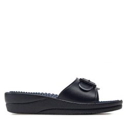 Klapki Scholl. Niebieskie klapki damskie Scholl, bez wzorów, bez obcasa. Za 169.99 zł.